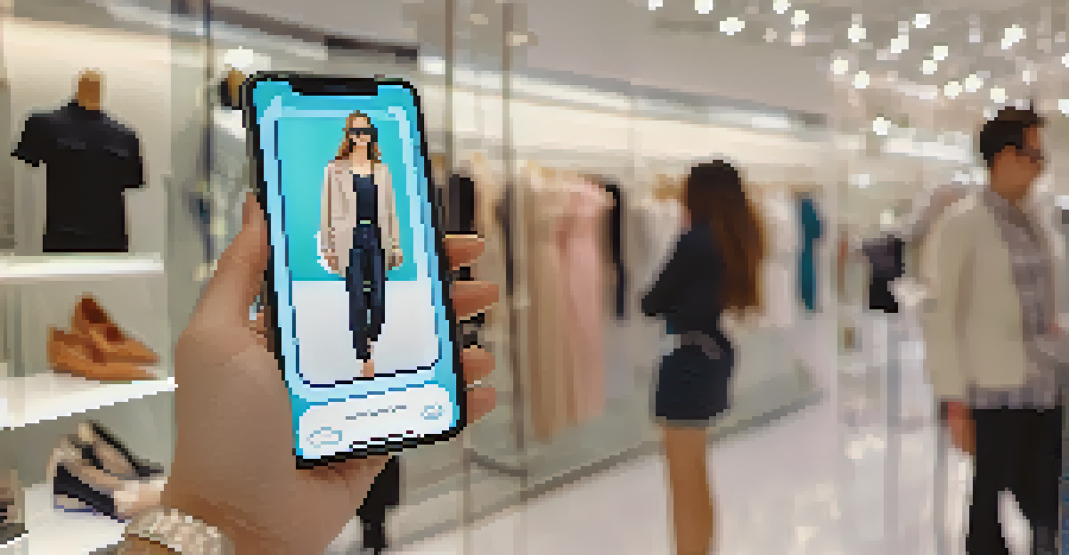 A smartphone screen displaying an augmented reality app for virtual clothing and glasses try-ons.