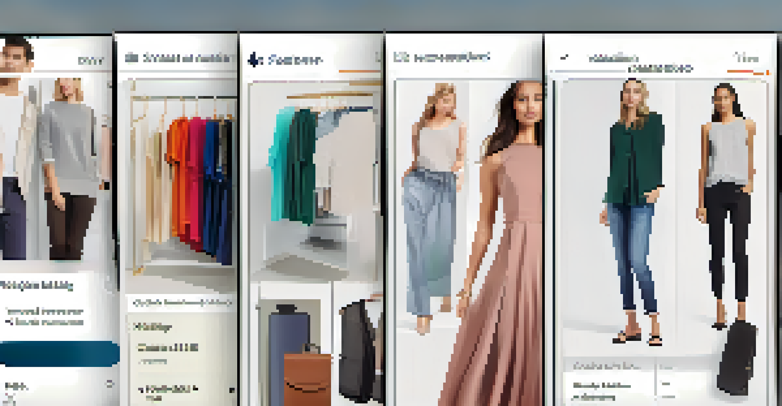 A smartphone with a clothing rental app interface, showcasing various stylish clothing options against a neatly organized wardrobe background.