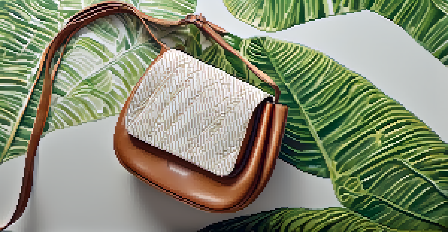 A close-up of a sustainable luxury handbag made from organic materials, showcasing intricate details and natural lighting.