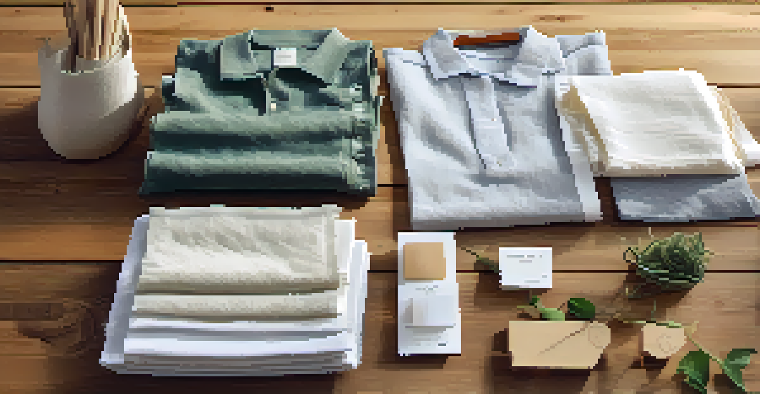 An array of eco-friendly fabrics like organic cotton and bamboo, displayed on a wooden table with natural lighting.