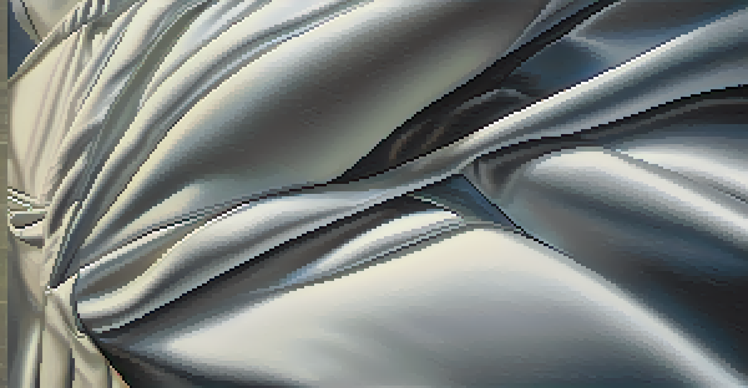 A close-up of a sculptural dress made from neoprene and silk, with dramatic lighting highlighting its dynamic shapes and textures.