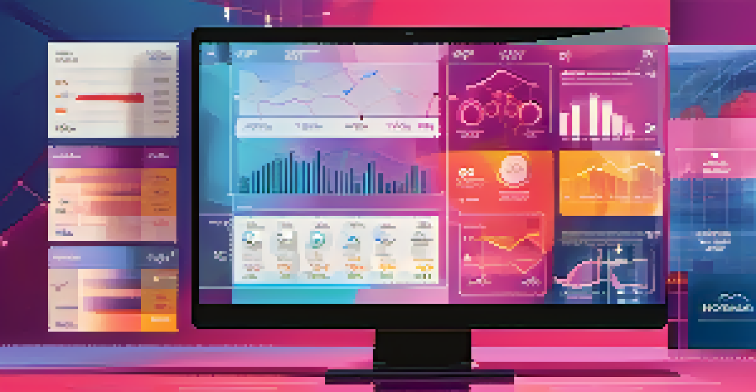 A digital interface showing social media analytics for fashion trends, with graphs overlaid on a blurred fashion runway background.