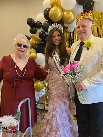 senior living prom scene with former beauty pageant winner