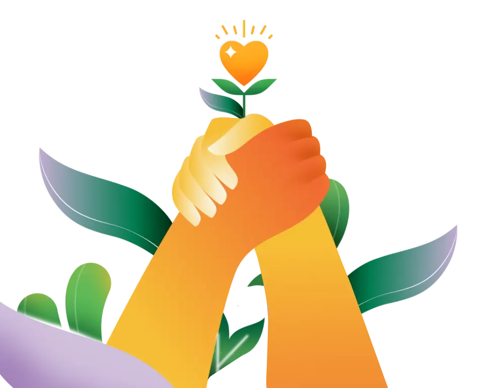 abstract hands holding each other with heart