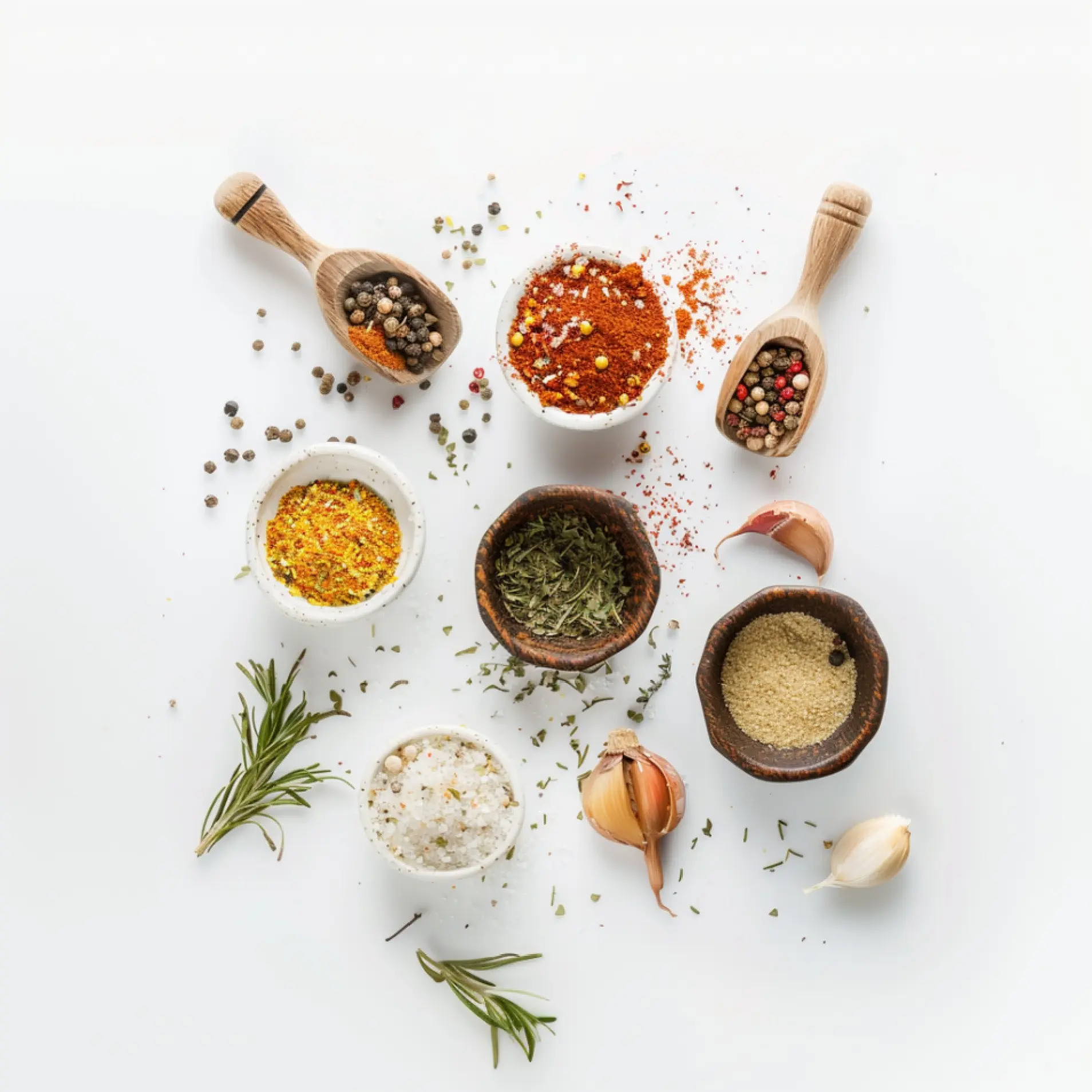 overhead shot of difference spices