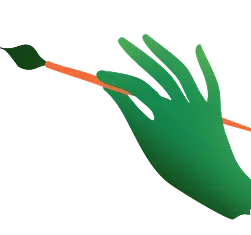 abstract hand holding a paintbrush 