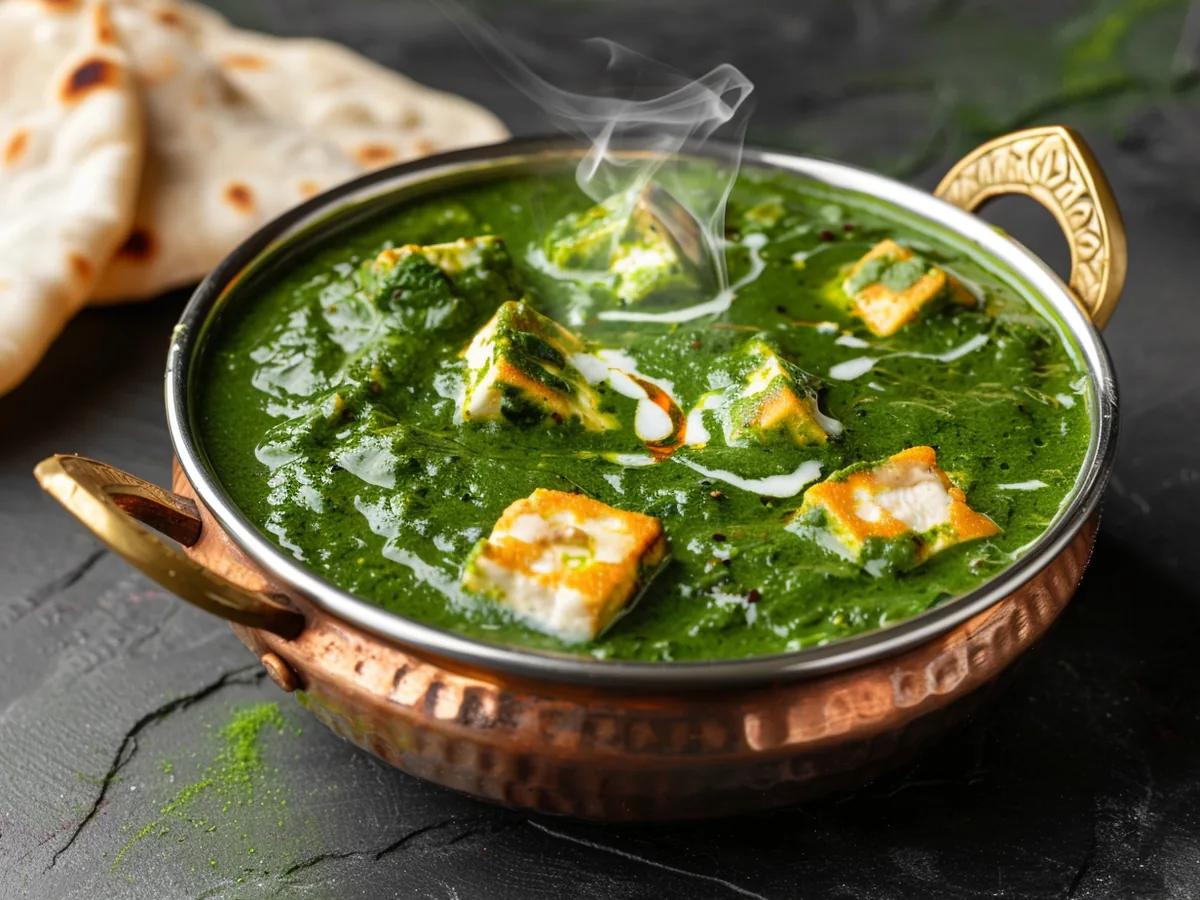 Palak Paneer with creamy spinach gravy and soft paneer
