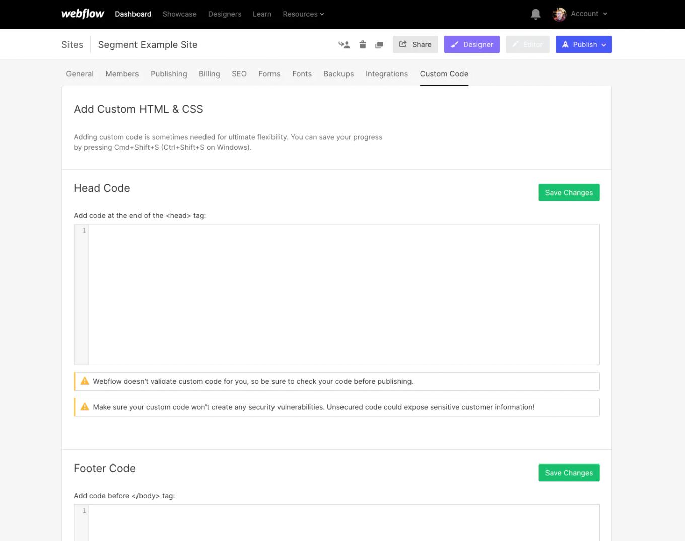 custom code
