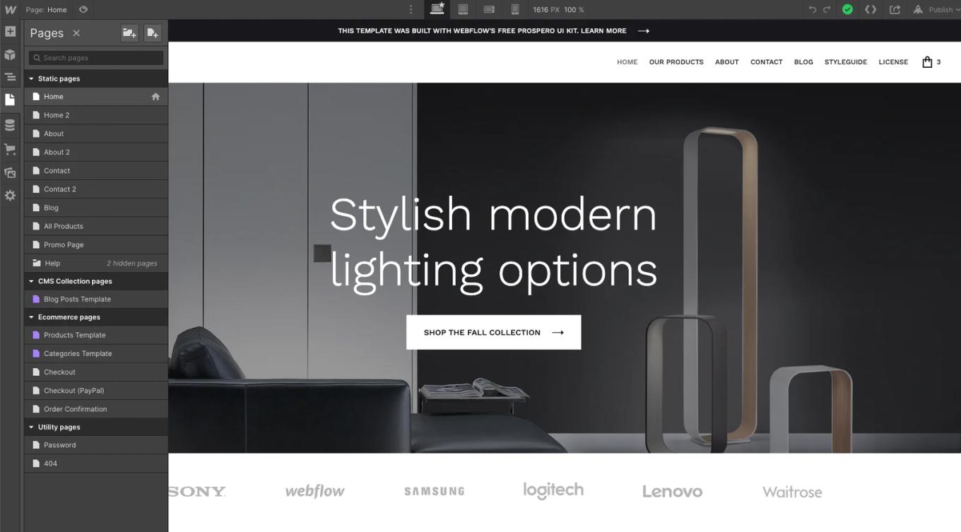 webflow pages