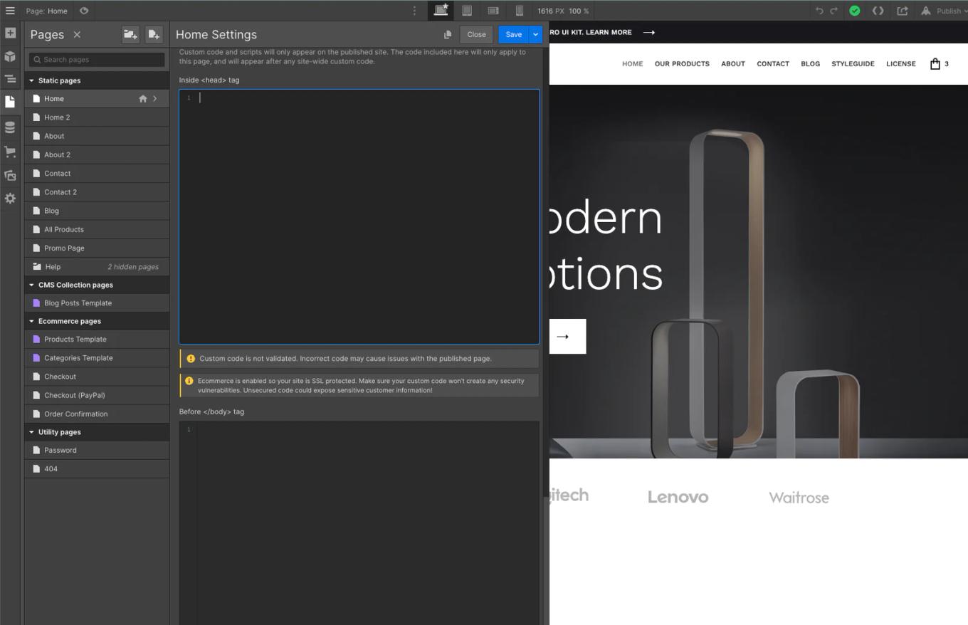 webflow code block