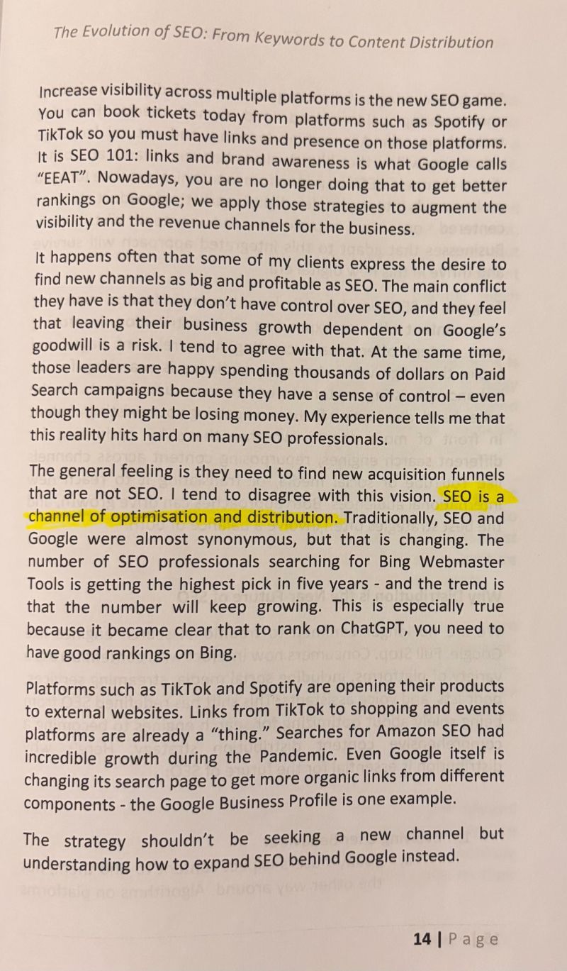 SEO is a channel of optimisation and distribution.