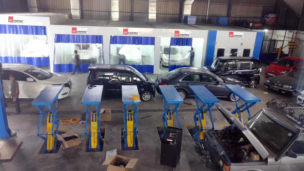 spreymech garage equipment_paint booth preperation bay scissor lifts0