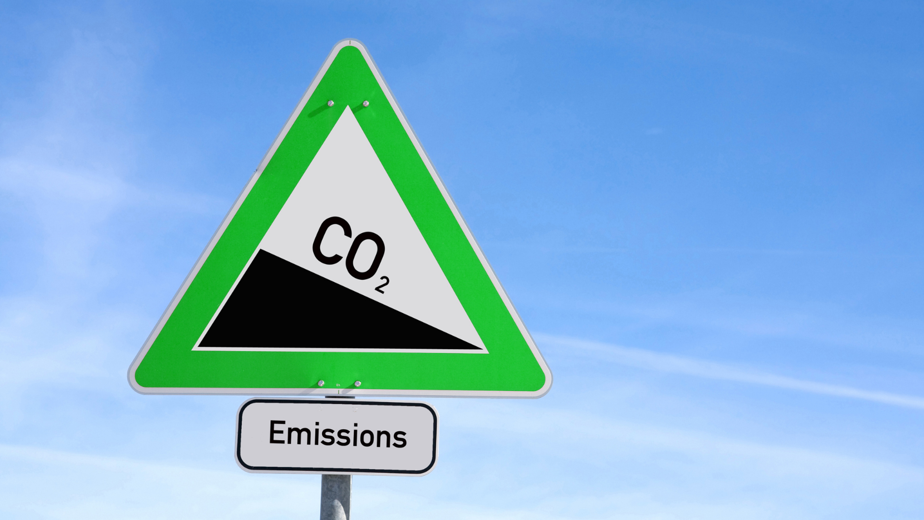 Traffic sign showing decrease in CO2 emissions