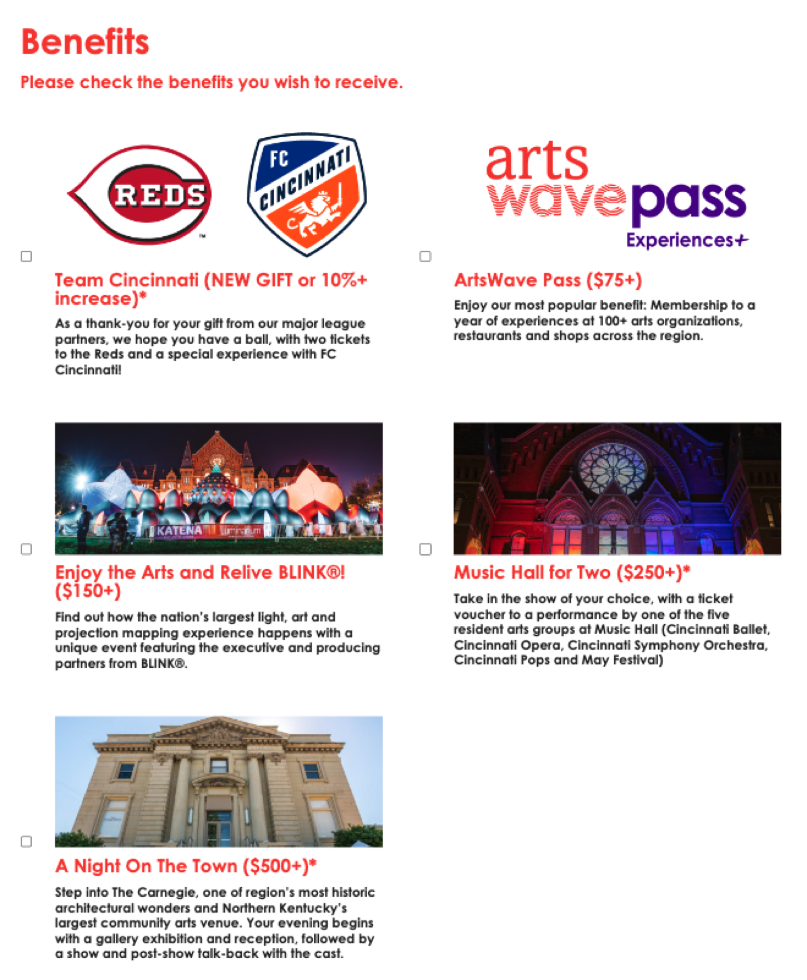 ArtsWave Give Now Benefits