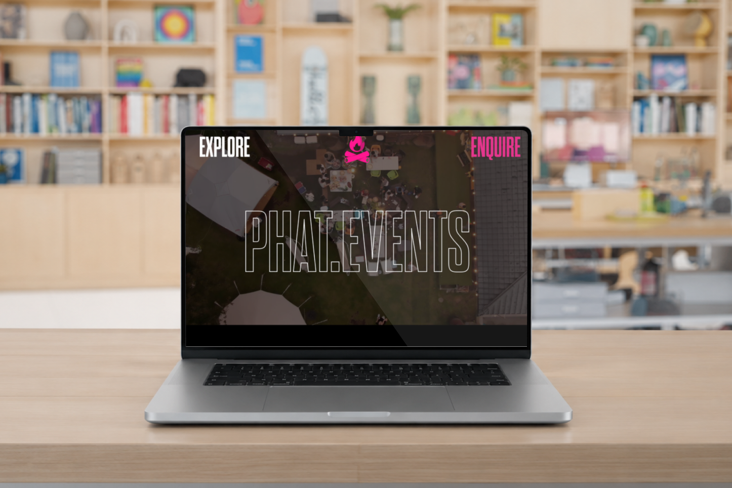 Phat event website on a stylistic mockup