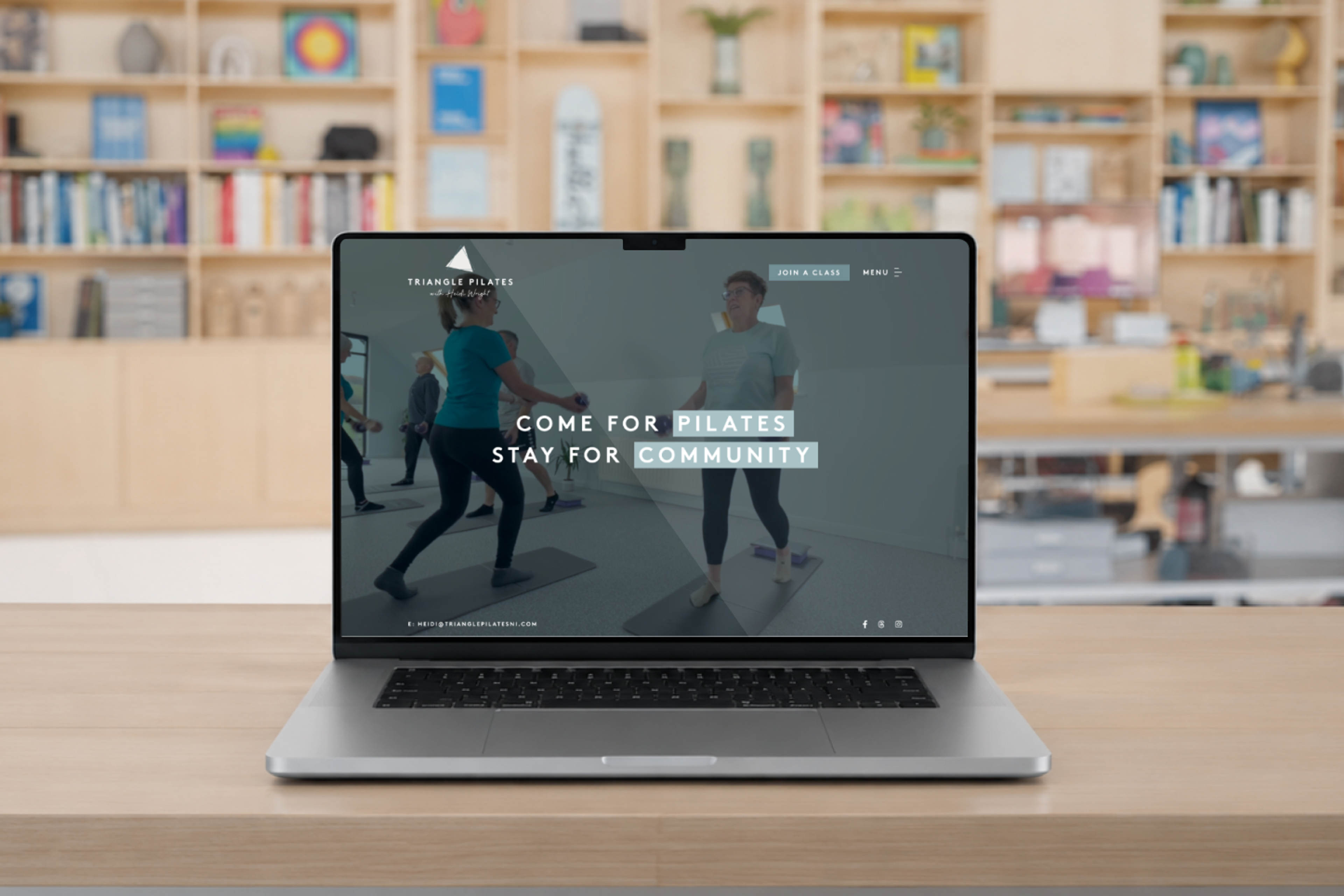 Triangle Pilates Website on a stylistic mockup