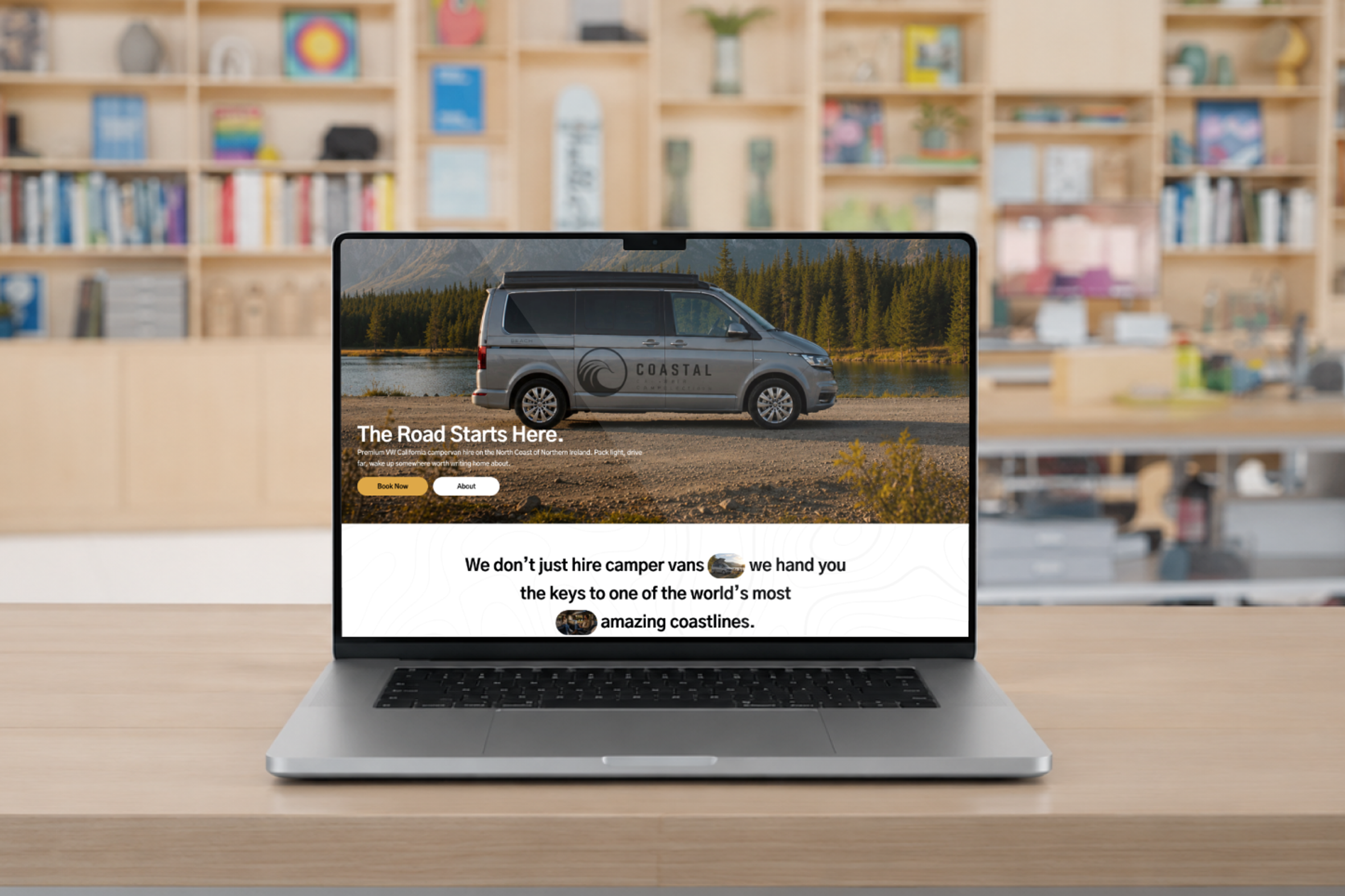 Coastal camper collection campervan hire website shown on desktop 