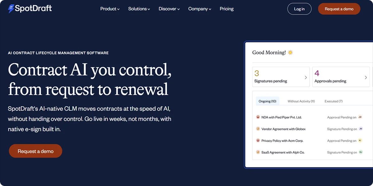 Spotdraft homepage