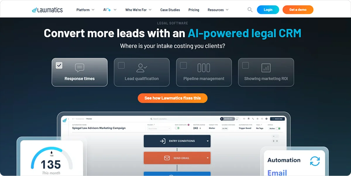 Lawmatics homepage
