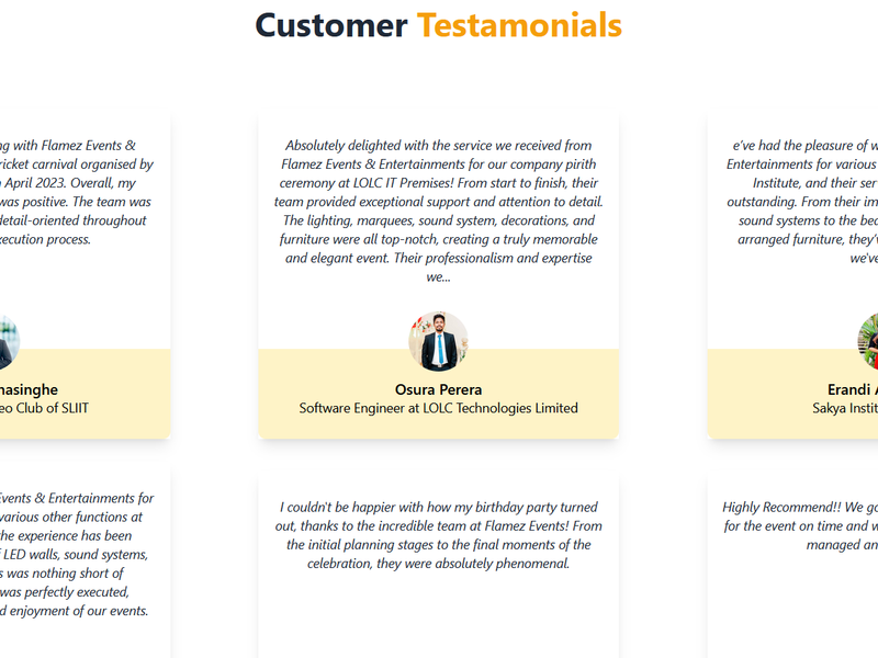 Testimonials Section