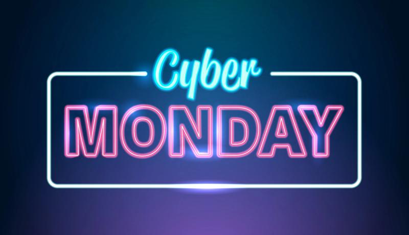 cyber monday big sale advertisement online template special offer concept holiday shopping discount poster horizontal vector illustration