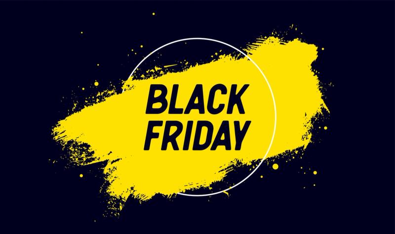 Black Friday Sale. Sale banner with text Black Friday for emotion, motivation, promotion and sale. Modern poster with ink brush stain on black backdrop