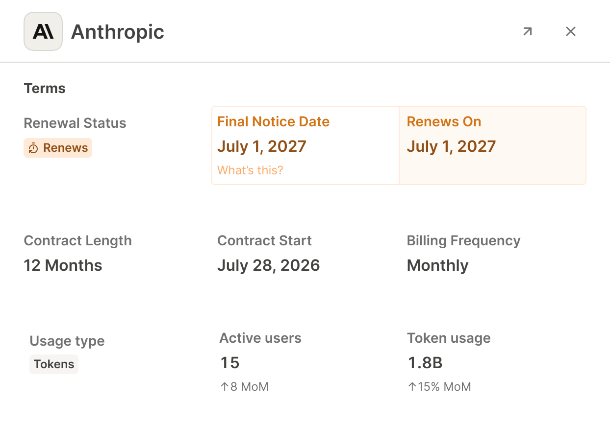 Vendor contract terms extracted by Stackpack AI