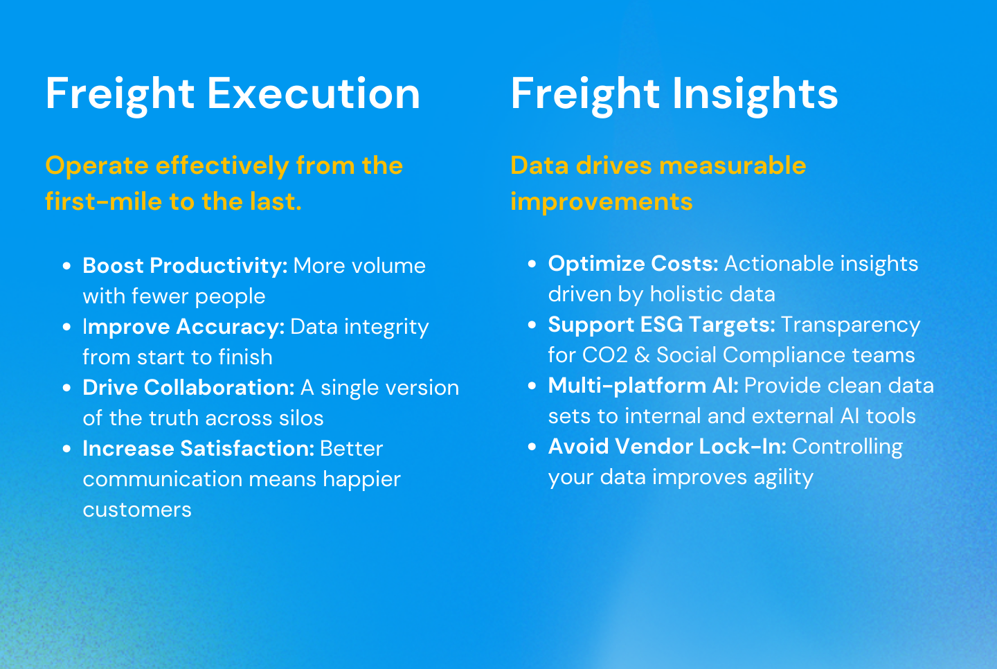 Freight executions + freight insights
