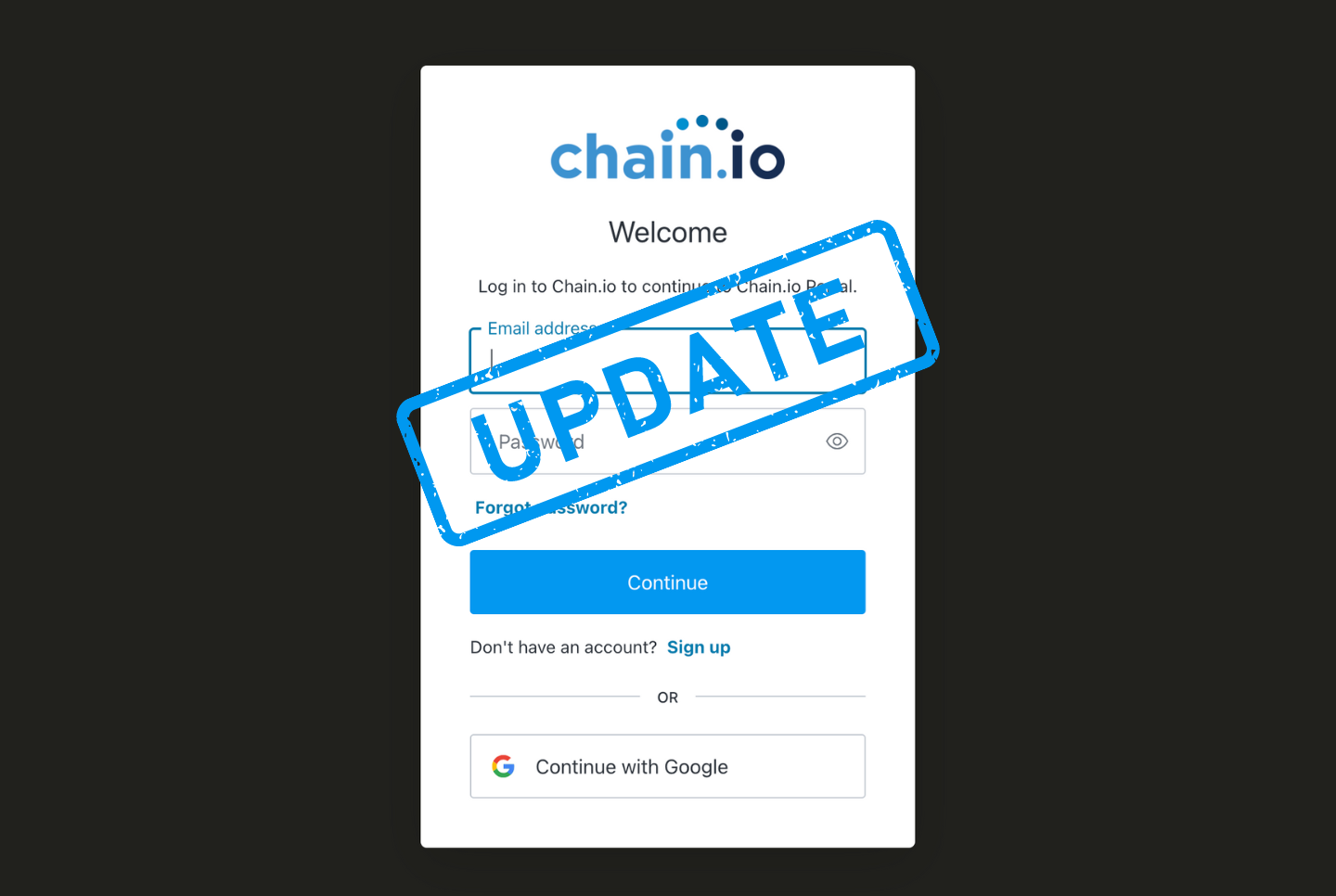 Updates to chain.io login process