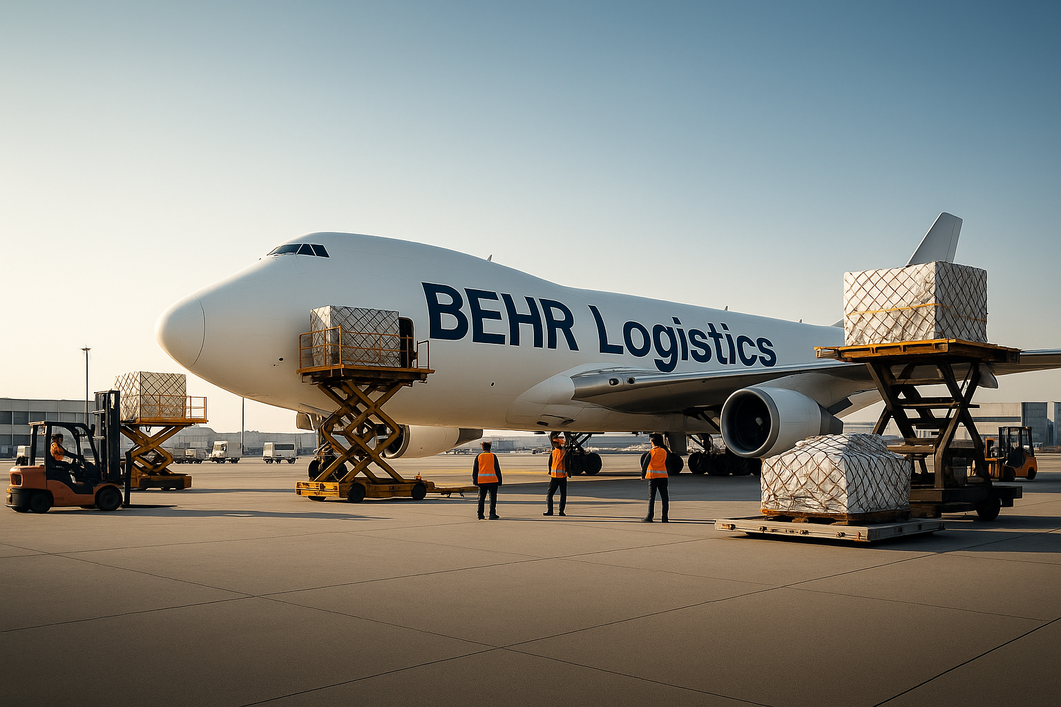 A cargo plane loading. 