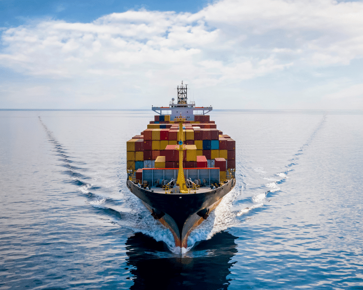 a container ship ocean vessel; Chain.io can help you with bookings/confirmations, ISF details, milestones, ASNs, documents, invoices) plus send Purchase Orders & item master data sets from a shipper to a Logistics Service Provider.