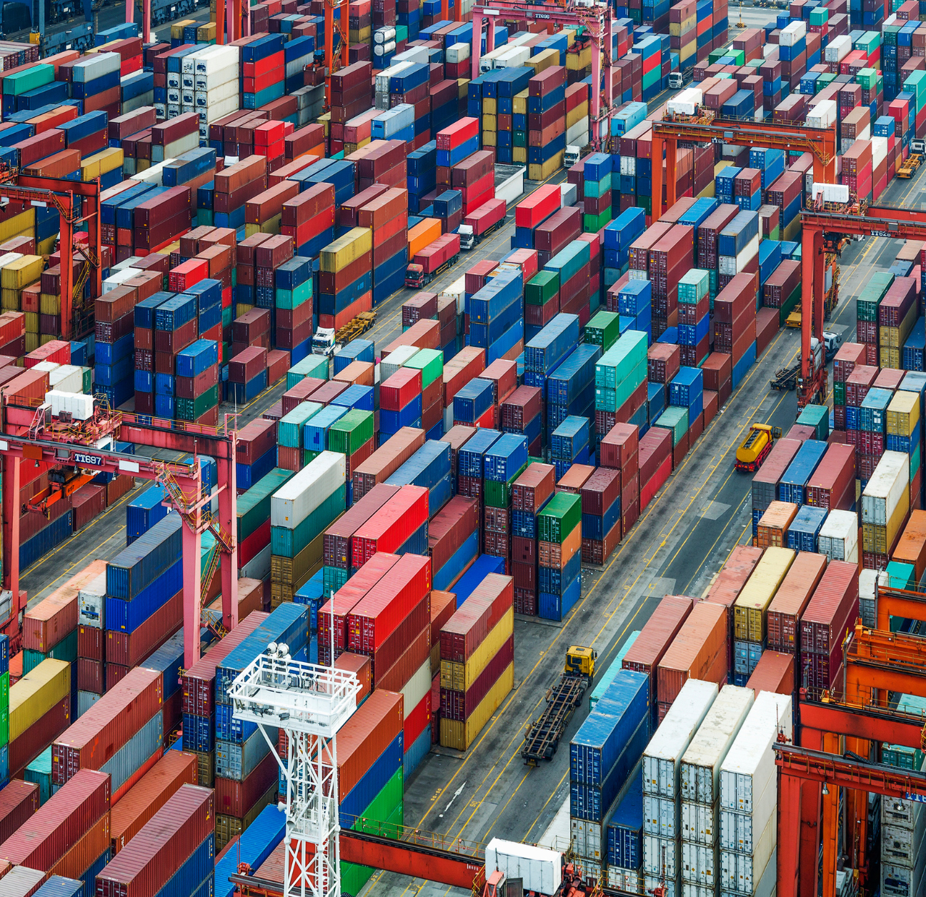 Shipping containers being tracked with supply chain visibility software