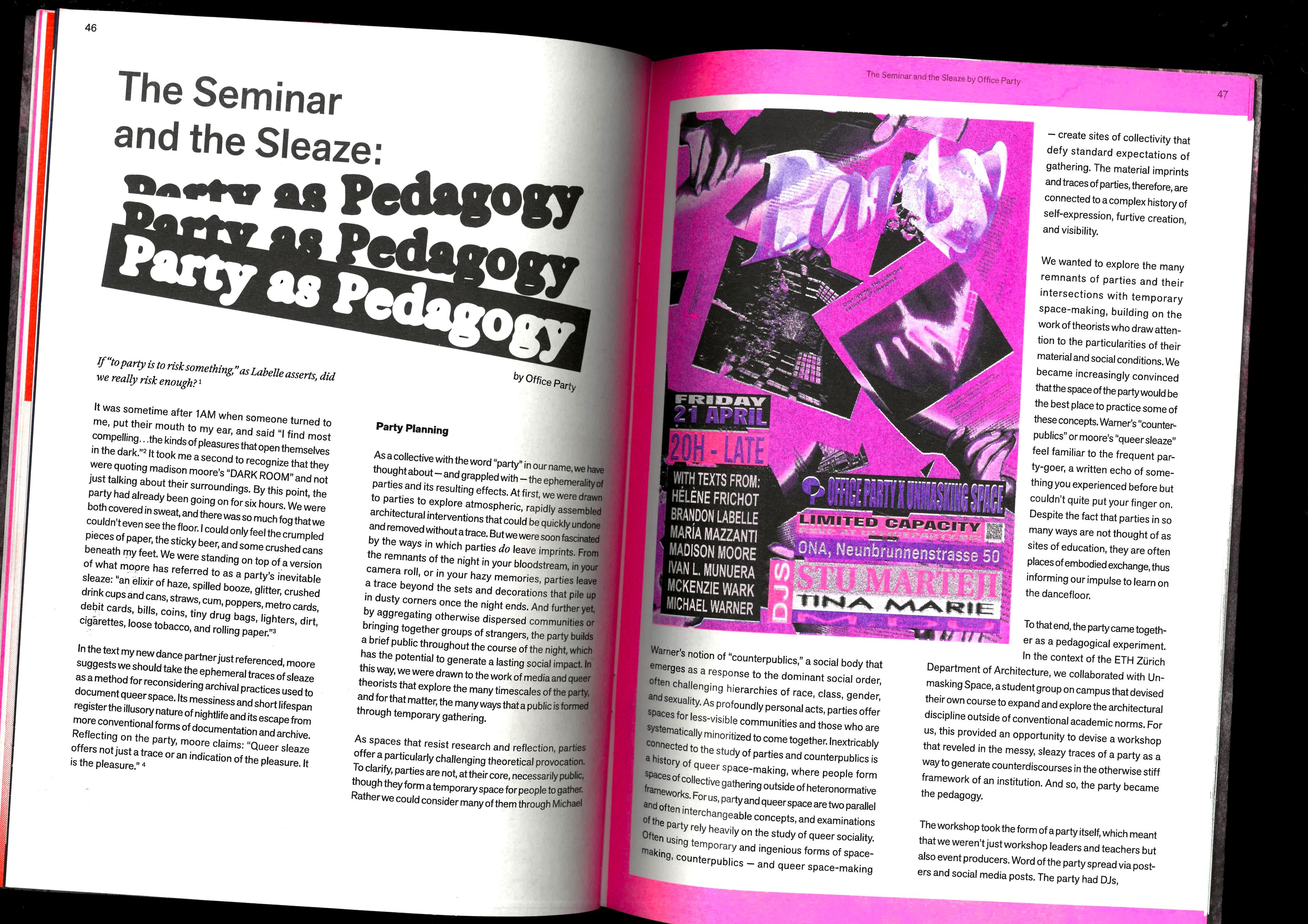 The Seminar and the Sleaze: Party as Pedagogy