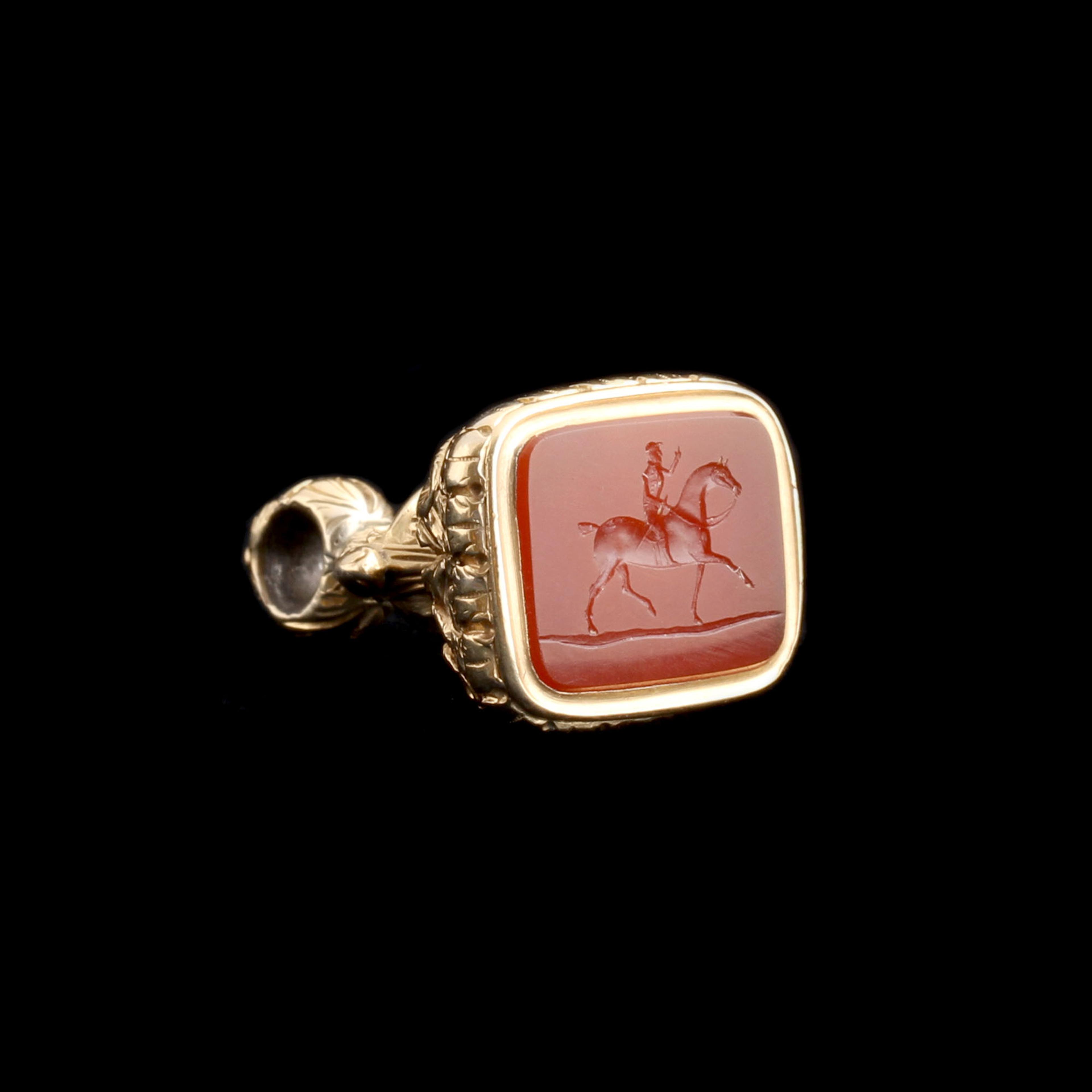 Georgian Horse & Rider Carnelian Seal Fob