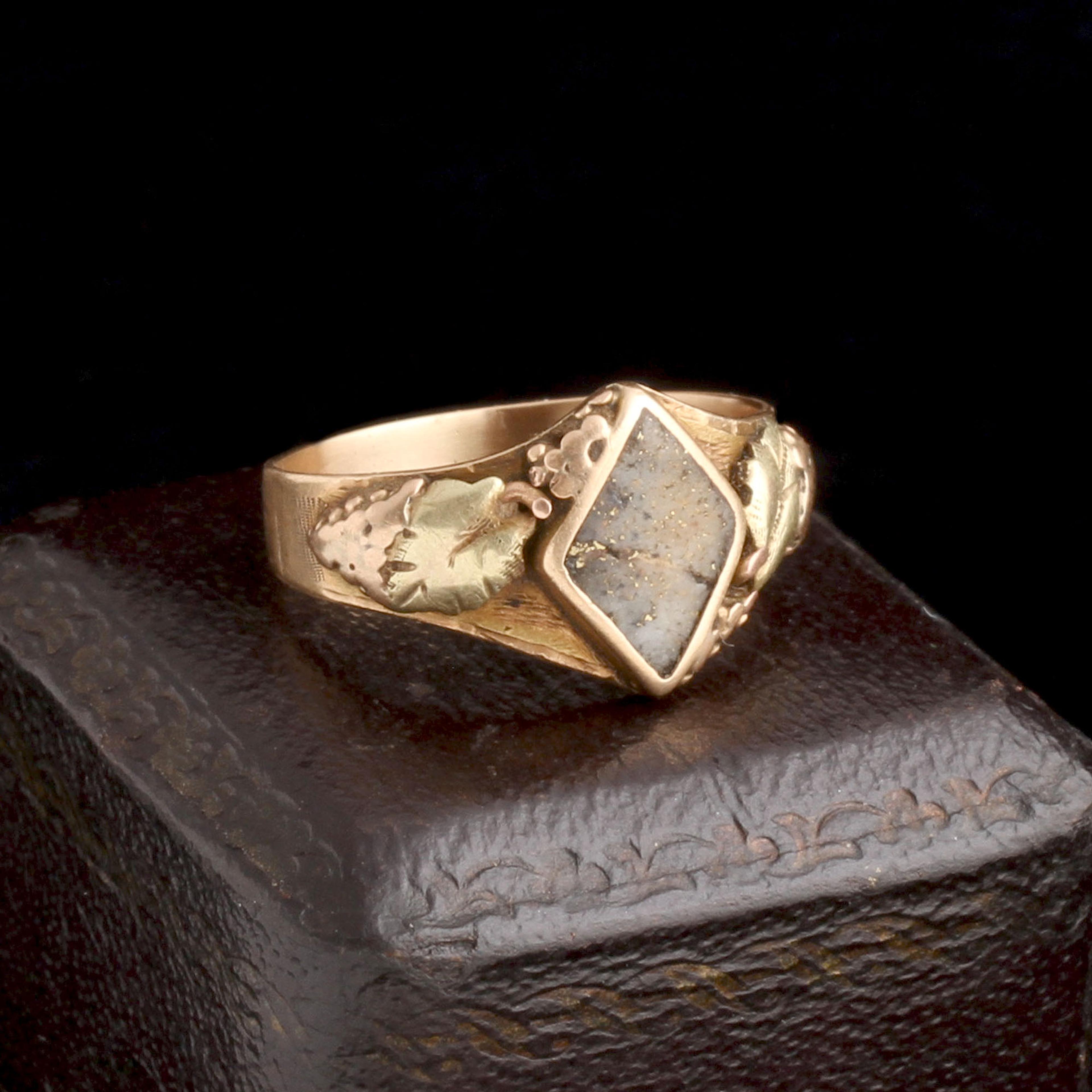 Late 19th Century Gold in Quartz Grapes & Leaves Ring