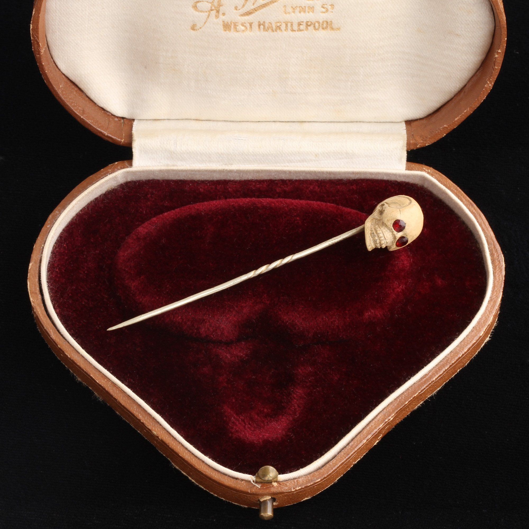 Georgian Carved Lava Skull Stickpin