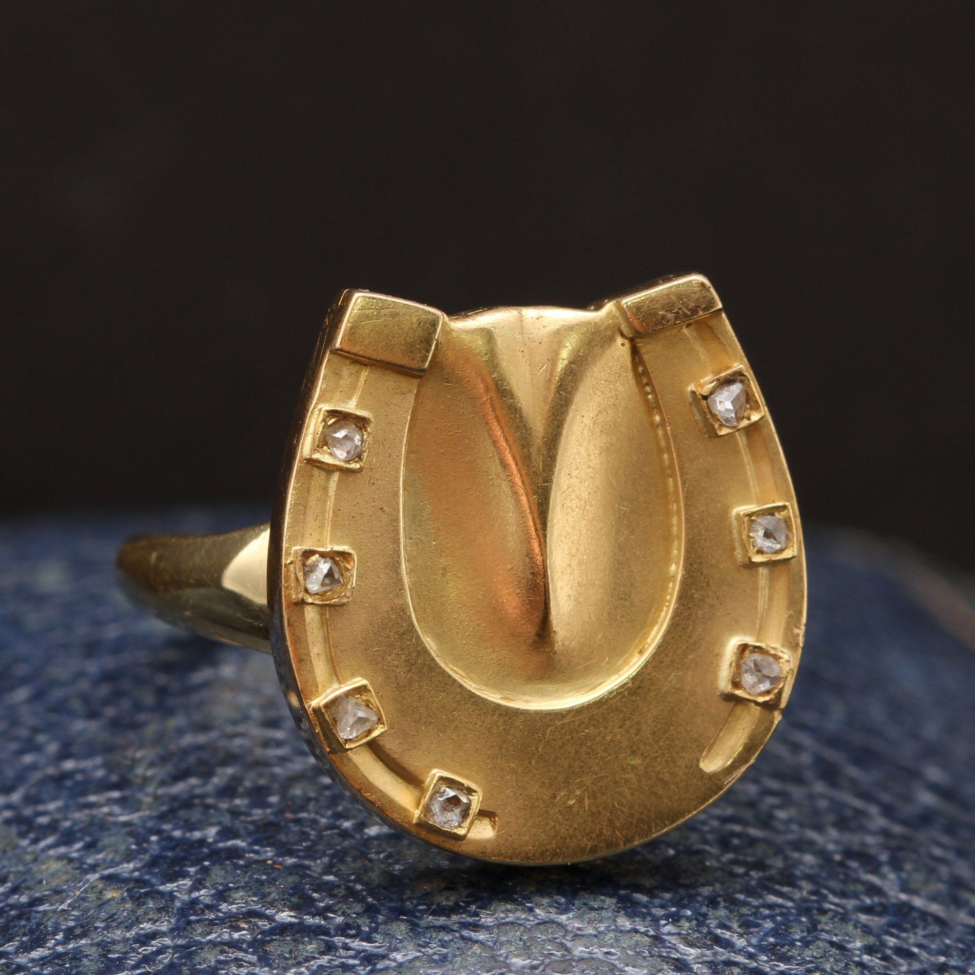 Edwardian Horseshoe Ring with Rose Cut Diamonds