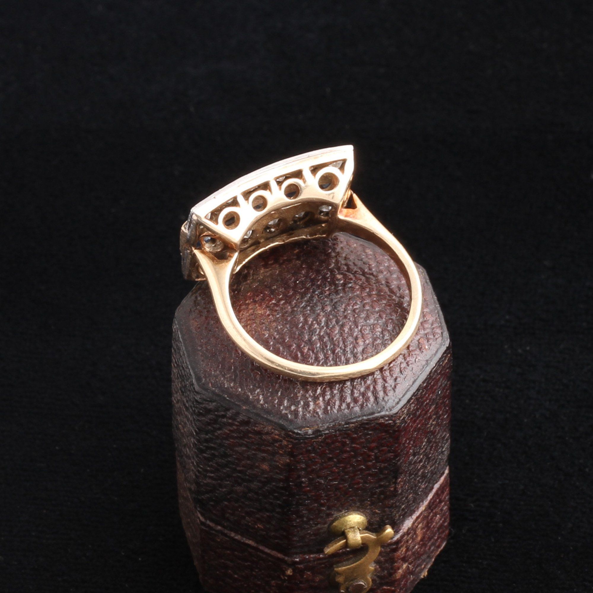 Art Deco Diamond and Sapphire Stripes Ring