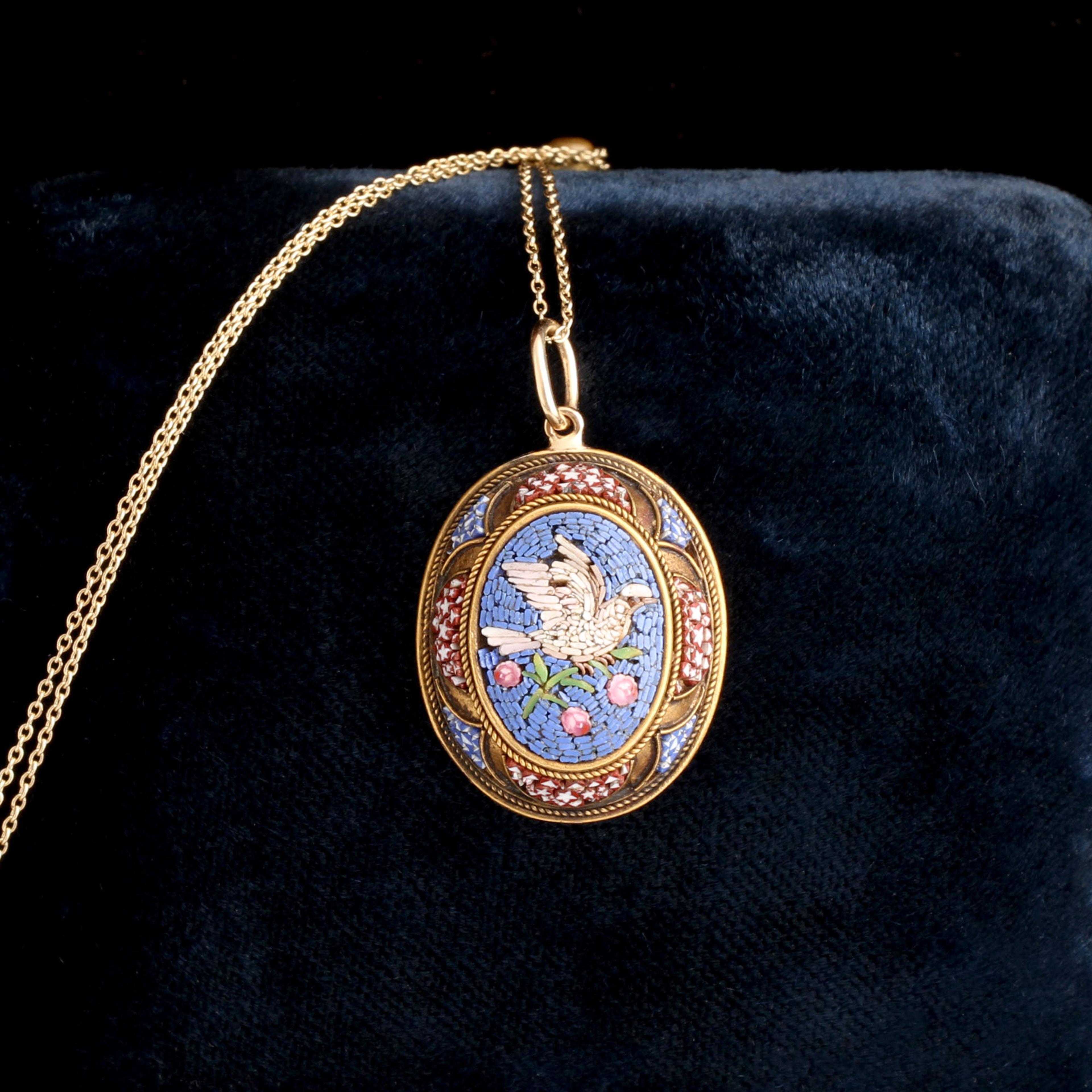 Victorian Micromosaic Dove Grand Tour Necklace
