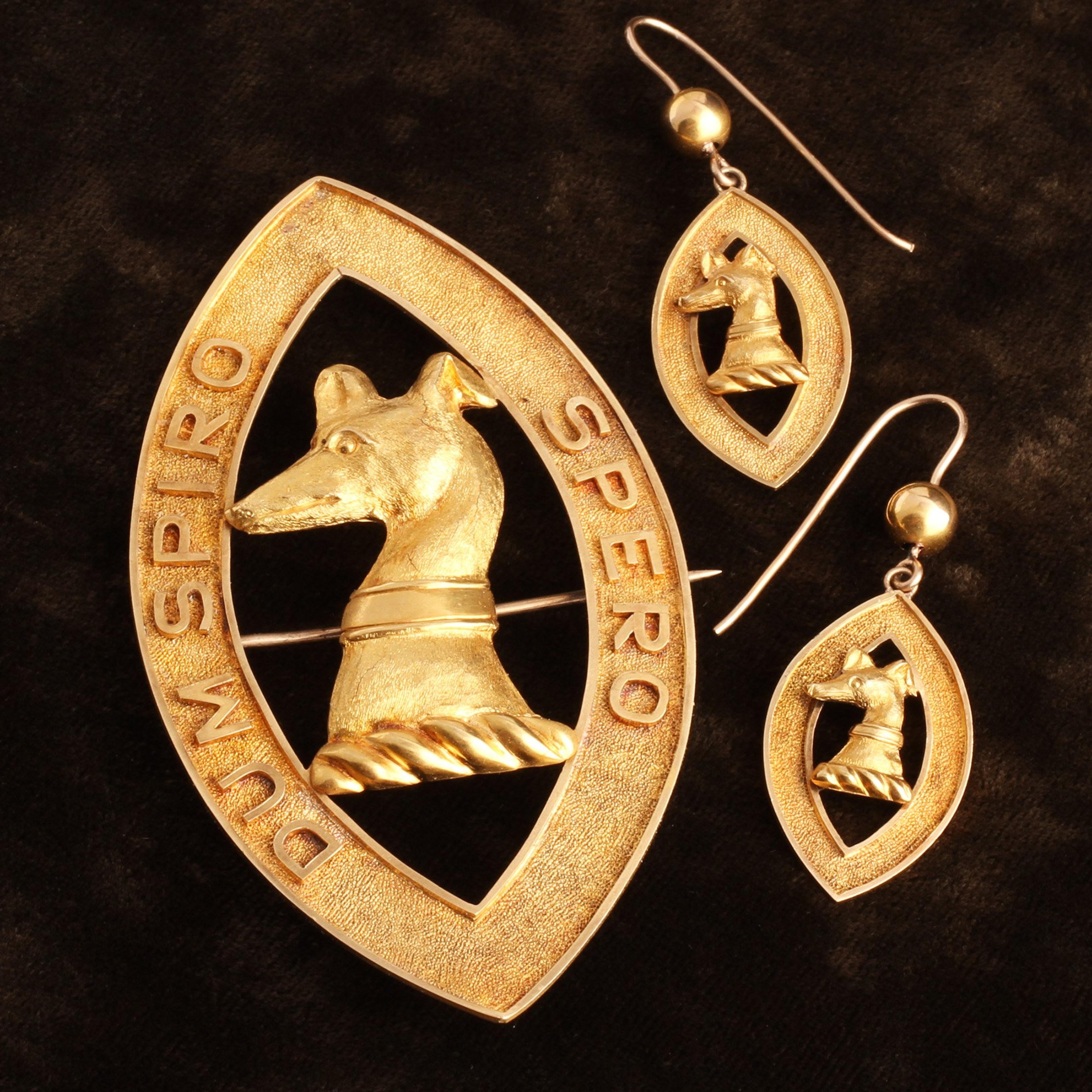 "While I Breathe, I Hope" Brooch and Earring Set in Original Box