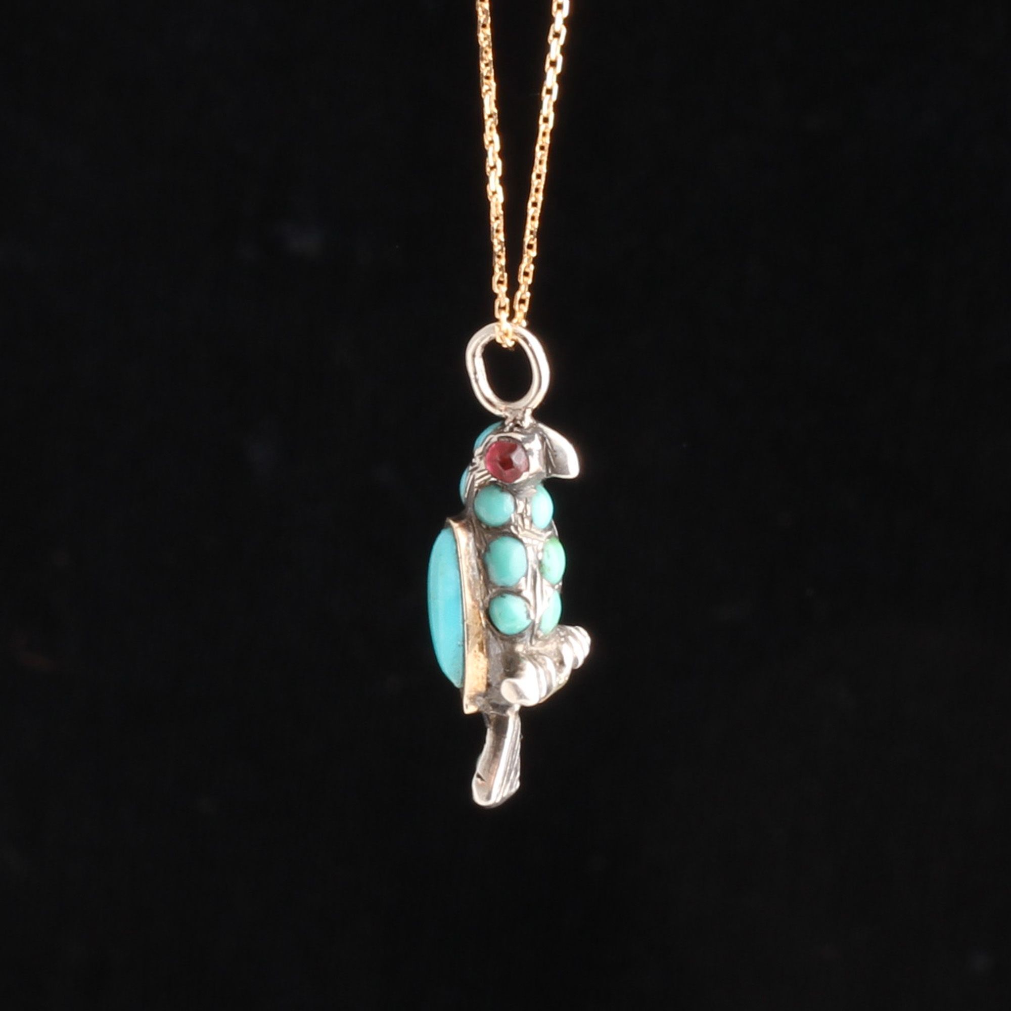 Detail of Victorian Turquoise Parrot Necklace