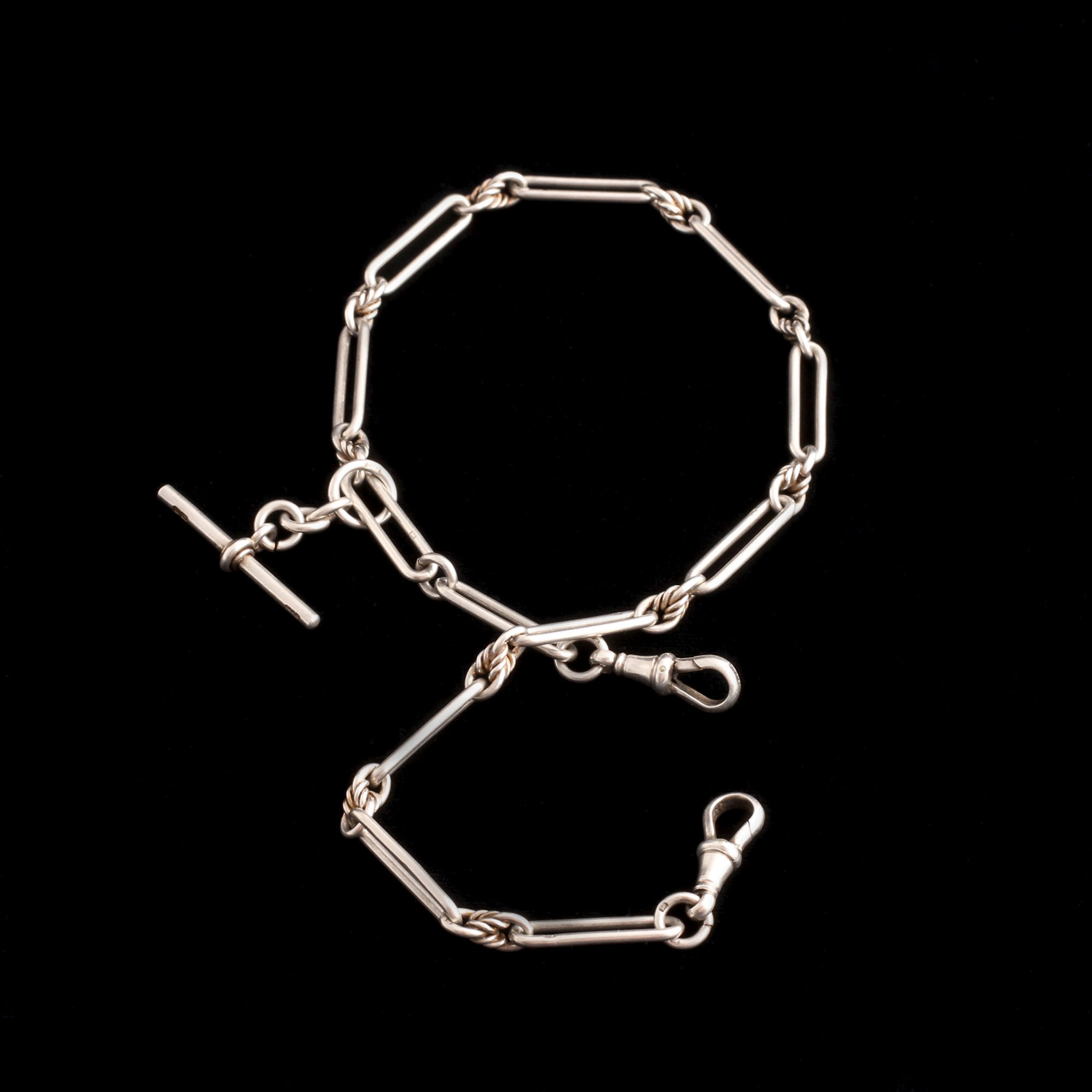 Victorian 15 3/4" Silver Trombone Chain