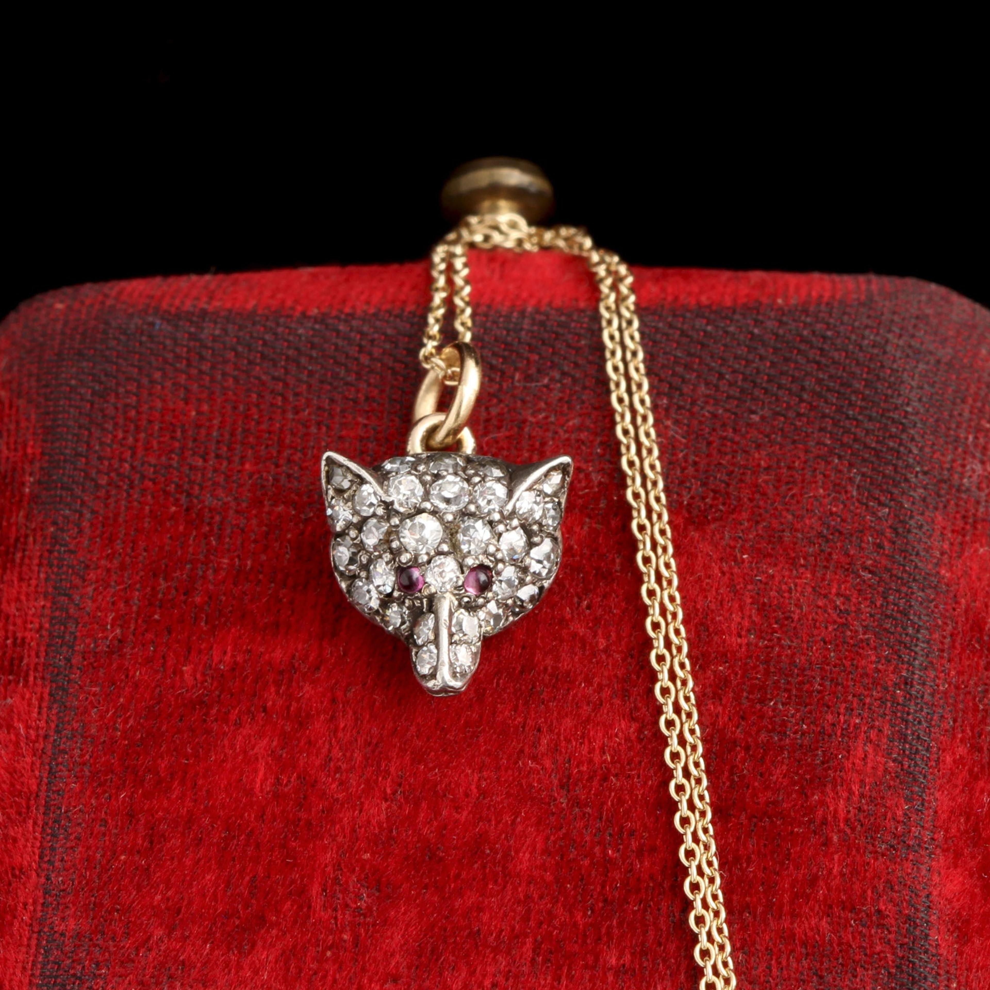 Detail of Edwardian Diamond Fox Head Necklace