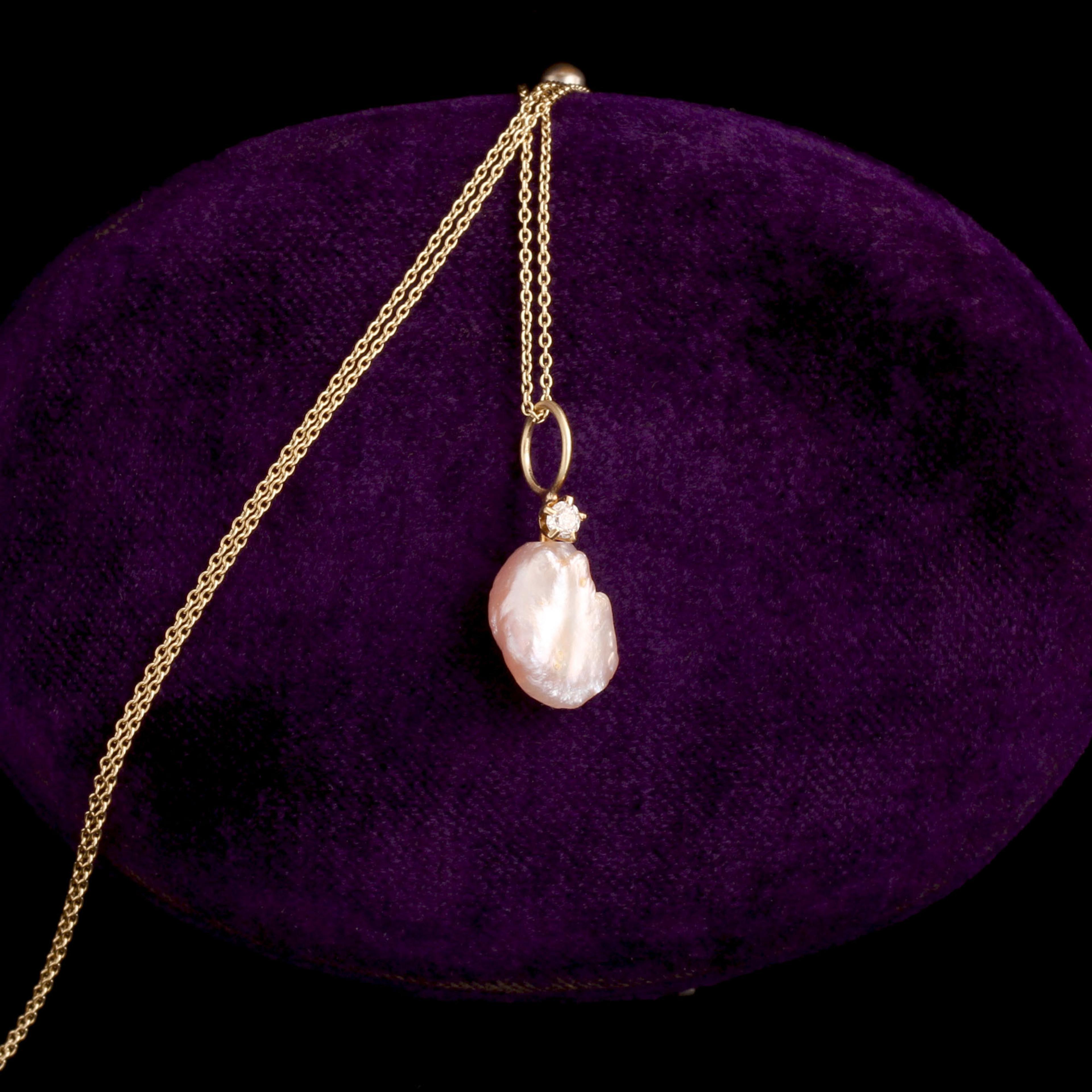 Victorian Pink Pearl & Diamond Pendant