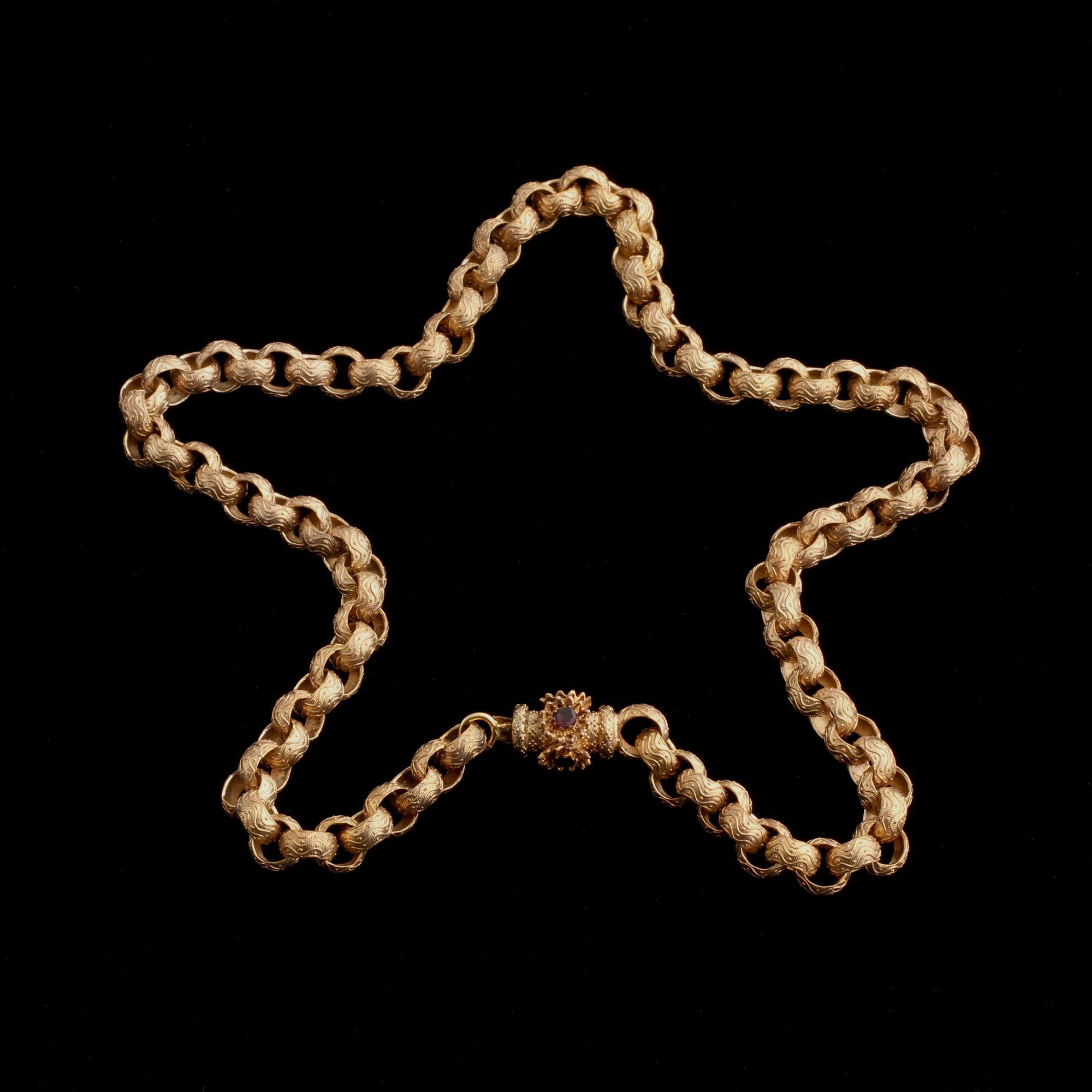 Georgian Pinchbeck Chain with Garnet Clasp