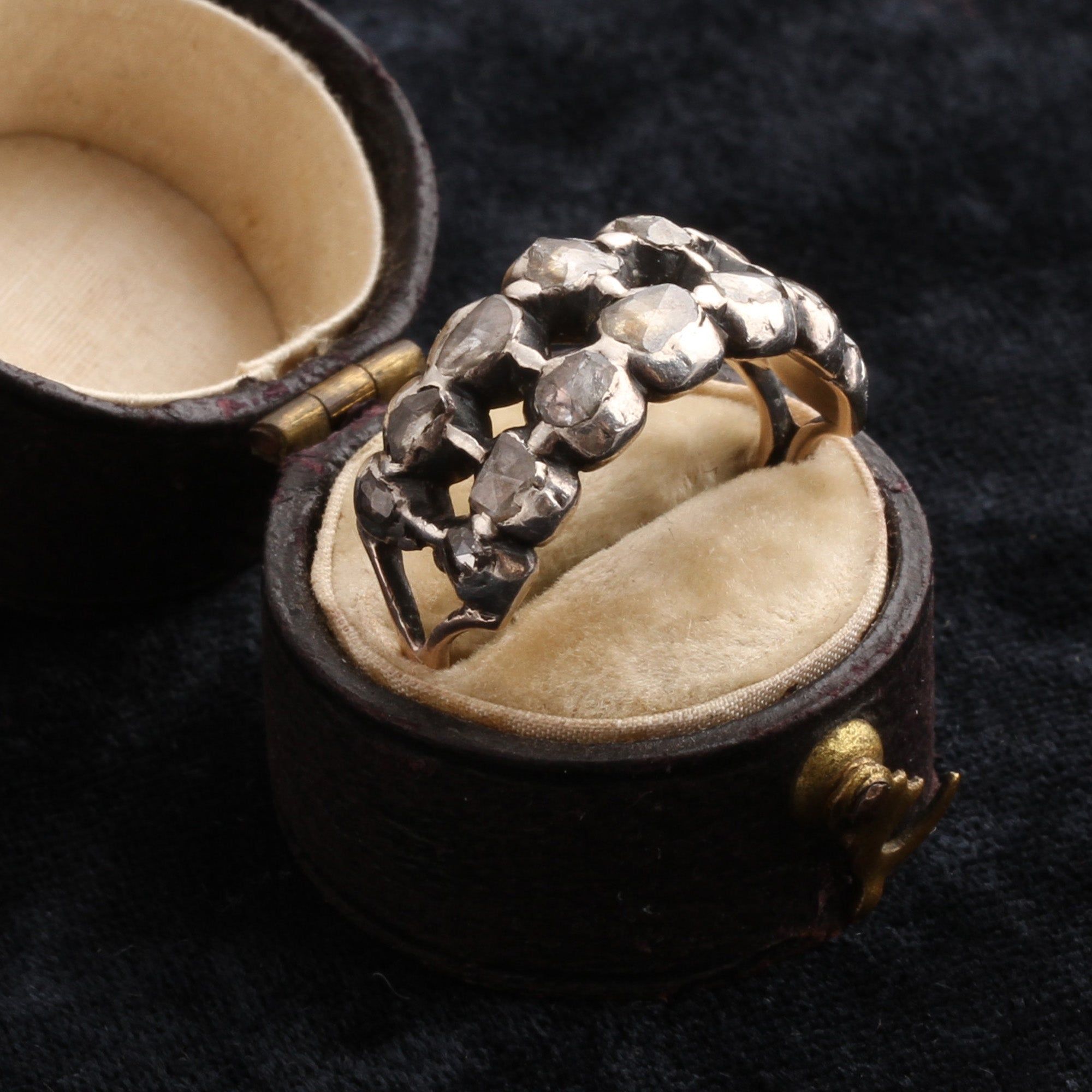 Georgian Rose Cut Diamond Double Row Ring