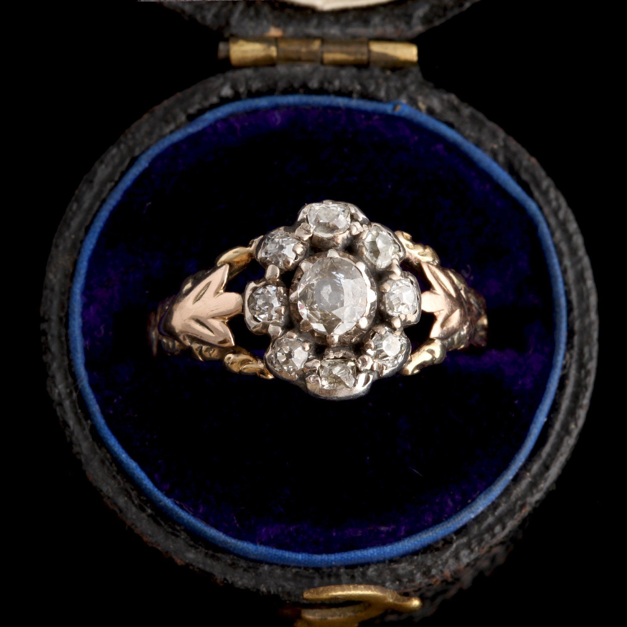 Georgian Old Mine Cut Diamond Cluster Ring
