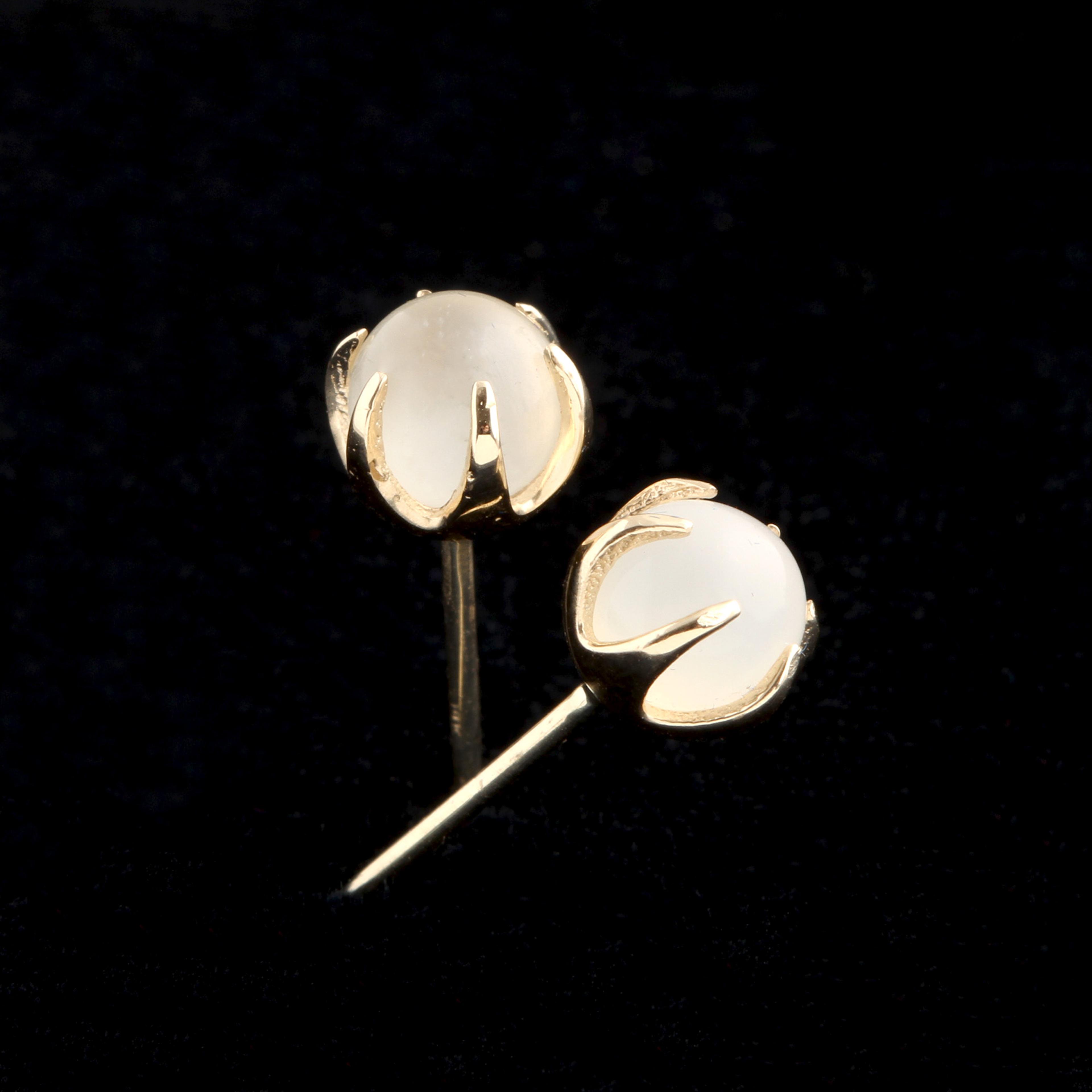 Detail of Moonstone Crystal Ball Earrings