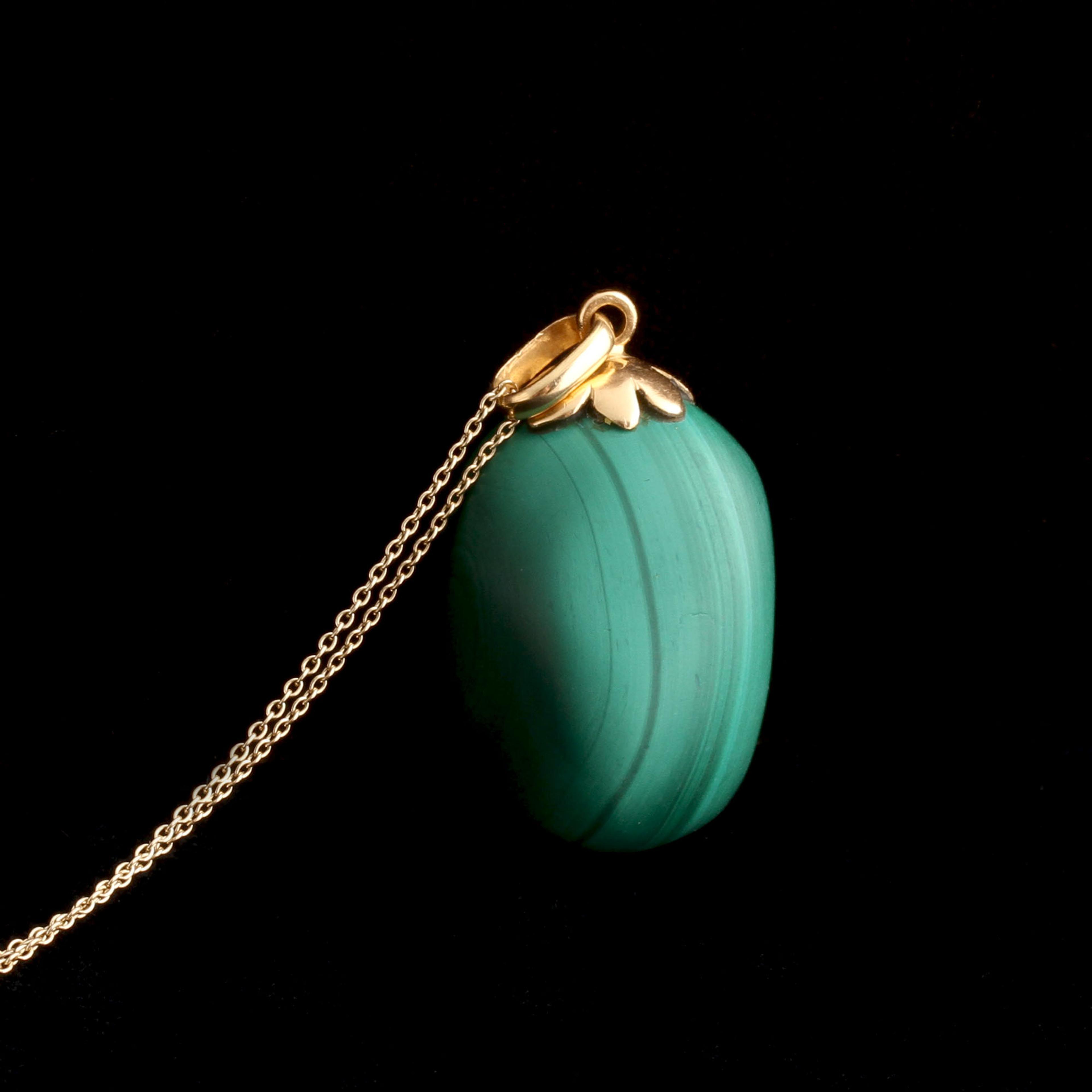 Victorian Malachite Pebble Necklace