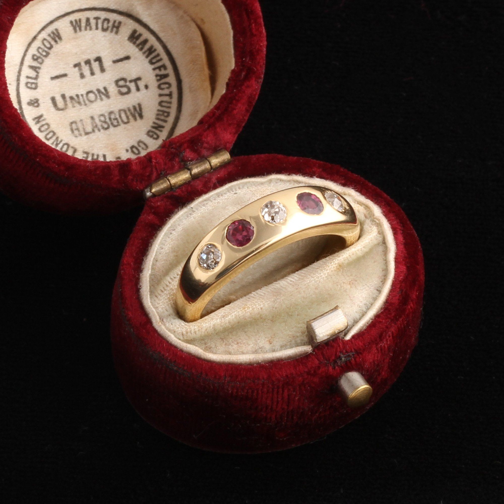 Victorian Diamond and Ruby Five Stone Ring